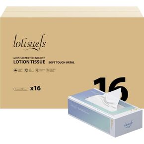 Soft Facial Tissues, 16 Flat Boxes, Tissues Family Pack Soft and Gentle 90 Tissues Per Box 4-Ply Soft Touch Perfect for Home Office School and Car Use ﻿ ﻿