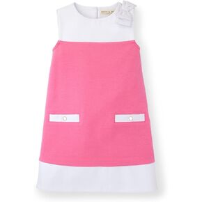 Hope & Henry Girls' Sleeveless Ponte Dress with Bow Collar