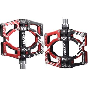 ThinkTop Aluminum Alloy Mountain Bike Pedals Axle 9/16 3 Bearing Platform Pedals Flat Sealed Ever Lubricate Bearing for Road BMX MTB Bicycle Cycling