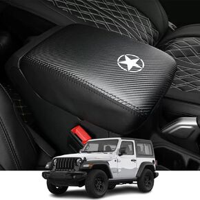 Kakash Custom Interior Accessories for Jeep Gladiator JT/Wrangler 4xe/Wrangler JL/JLU 2018-2023 Leather Center Console Cover Armrest Pad,Waterproof Anti-Scratch Protector Your Armrest(Red)