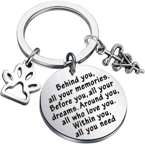 FEELMEM Vet Tech Gift Veterinary Student Gift Behind You All Your Memories Keychain