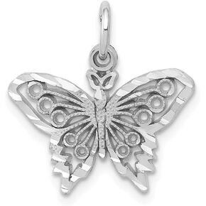 Solid 14k White Gold Butterfly Charm Pendant - 18mm x 17mm