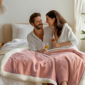 بطانية مقاومة للماء للسرير الحميمي، بطانية الحب مقاومة للماء، بطانية ماصة للماء، بطانية حميمية شيربا (بيج وردي، 40 × 50)
