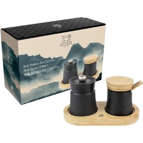 Peugeot Bali Fonte Cast Iron Pepper Mill and Salt Cellar Gift Set, 3-Inches, Black (39967)