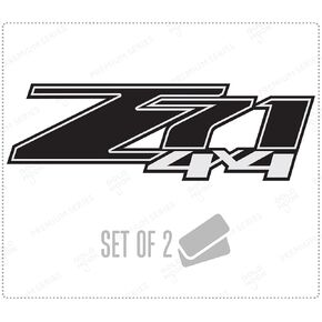 GOLD HOOK Chevy Silverado Z71 4x4 Decals Stickers (Dimensions 12.5''x4'') - F (2007-2013) Bed Side 1500 2500 HD (Set of 2) (Black Gloss (Premium Series))