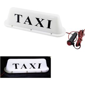 NRC&XRC White LED 12V Car Taxi Cab Roof Top Sign Light Lamp Magnetic with 3m Cigarette Lighter Power Cords