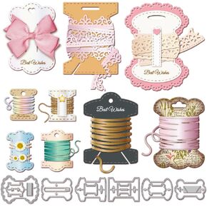 GLOBLELAND Spool Metal Die Cuts Bow Display Card Metal Cutting Die Spool Thread Cutting Dies Ribbon Organizer Cutting Die for DIY Scrapbooking Photo Album Decorative Embossing Paper Card