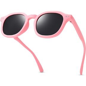 Kids Polarized Sunglasses for Boys Girls, Flexible Square TPEE Rubber Frame, 100% UV Protection for Age 3-9