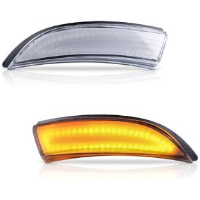 LED Mirror Turn Signal Light Clear Lens - Amber Side Mirror Marker Lamps with 48LEDs - Compatible With 2008.08-2017.04 Ford Fiesta Mk7 and B-Max 2012.11-2017.09, Pack of 2