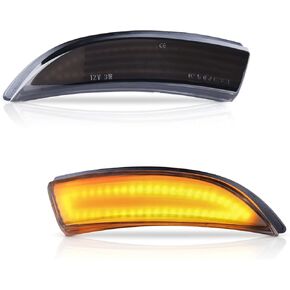 LED مرآة بدوره إشارة ضوء عدسة واضحة - مصابيح علامة مرآة جانبية العنبر مع 48LEDs - متوافقة مع 2008.08-2017.04 Ford Fiesta Mk7 وB-Max 2012.11-2017.09، حزمة من 2 in Kuwait