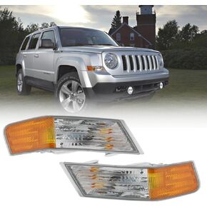 2pcs Front Turn Signal Light Cover Left & Right Side Marker Parking Corner Lights Lamp Lens for 2007-2017 Jeep Patriot Replacement Accessories OE# 68004181AC 68004180AC CH2526102 CH2527102