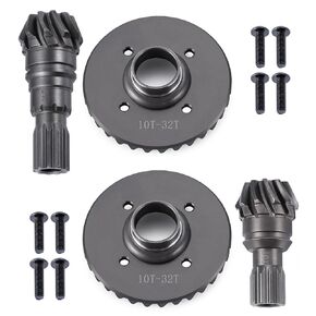Carbon Steel Front and Rear Differential Gear Set Pinion Gear Overdrive 32T 10T for 1:5 Tra X Maxx 6S / X Maxx 8S / XRT 8S Monster Truck Upgrades