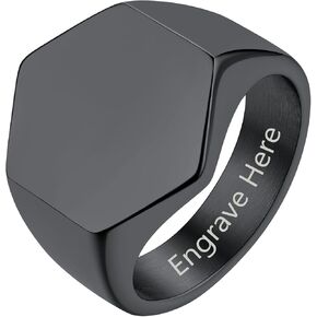 ChainsProMax Can Custom Women Statement Signet Ring, Personalized Biker Ring-Stainless Steel/Gold Plated/Black-Send Gift Box in Kuwait