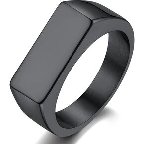 ChainsProMax Can Custom Women Statement Signet Ring, Personalized Biker Ring-Stainless Steel/Gold Plated/Black-Send Gift Box