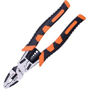 Linesman Pliers 8 inch, Professional Lineman Pliers Side Cutting Pliers with Wrench Wire Stripper Crimper Function, Linemans Combination Pliers Screw Remover Pliers, Cr-V Steel Forged