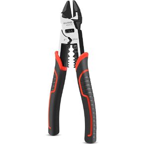 HAUTMEC 8" Wire Cutters,Pro-High Leverage Diagonal Pliers,4 in 1 Multifunction Heavy Duty Side Cutter HT0272-PL