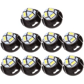 cciyu 10 Pack White T5 Neo Wedge 3 SMD Led Bulbs A/C LED Ligh Dash Base Light Lamps 12V T5/T4.7-12mm Base diameter Replacement fit for 2012 For Chrysler etc.