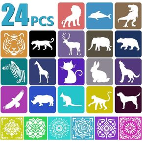 Forest Animals Shapes Reusable Mylar Stencils Plastic Drawing Painting Stencil for Kids Crafts Reusable Stencil on Wood Canvas Wall