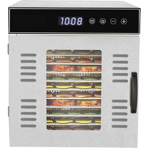 NutriChef Commercial Electric Food Dehydrator Machine - 14 Shelf Extra Large Capacity - Stainless Steel Trays - 1000-Watts, Digital Timer & Temperature Control - 18.58 x 17.52 x 22.52 IN