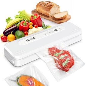Vacuum Sealer Machine, Automatic Food Sealer Machine 5-in-1 Vacuum Air Sealing Machine for Food Saver Dry/Moist Food Storage Mode with 5 Vacuum Seal Bags & Air Suction Hose, White, (G4) in Kuwait