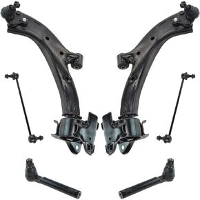 TRQ 6 Piece Suspension Kit Lower Control Arms w/Ball Joints Sway Bar Links Tie Rods Compatible with 2007-2011 Honda CR-V