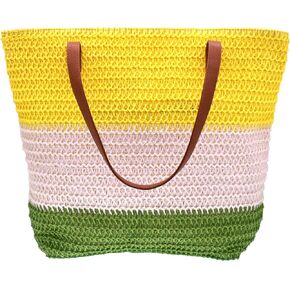 JNF Large Colorful Beach Bags for Women Straw Beach Tote bag Rattan Woven Crochet Beach Bags Boho Beach Towels Bag Set