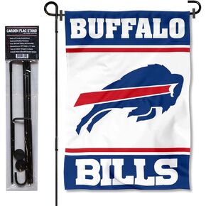 Buffalo Bills White Garden Flag and Pole Stand Holder