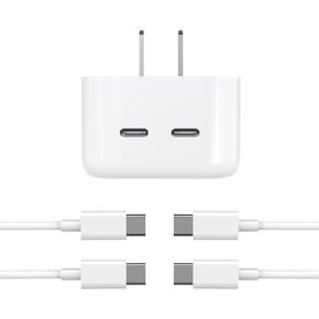 iPhone 15 Fast Charger,[MFi Certified] 35W Dual USB-C Port Compact Power Adapter Foldable Rapid Wall Charger with 2Pack 10FT USB-C to USB-C Charging Cord for iPhone 15/15Plus/15Pro/15Pro Max,iPad Pro