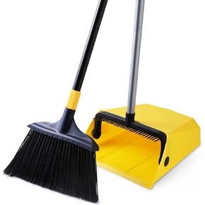 Yocada Heavy Duty Broom and Dustpan Set with Comb Commercial Outdoor Indoor Perfect for Courtyard Garage Lobby Mall Market Floor Home Kitchen Room Office Pet Hair Rubbish
