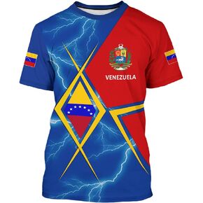 BJU Venezuela Flag T-Shirt Badge Novelty Printed Tee Crewneck Short Sleeve Casual Top Unisex