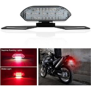 30LEDs Motorcycle Tail Light,Waterproof LED Rear Lights, DRL,License Plate Lights,Brake Lights,Universal Modified for Harley,Honda,Yamaha,Retro-gray,12V