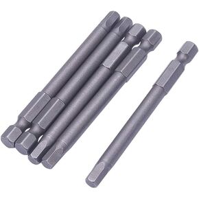 Auniwaig 5pcs Hex Head Allen Wrench Drill Bit, 1/4 Inch Hex Shank Metric S2 Steel Hex Bit, H5 Magnetic Tips, 75mm/2.95" Long Screwdriver Bit Perfect for Production Workshop