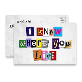 I've Moved Ransom Note “I Know Where You Live" New Address Postcards Pack of 12