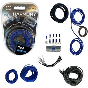 Harmony Audio HA-AK10 Car Stereo Complete 10 Gauge 600W Amp Amplifier Install Kit - Nickel Plated