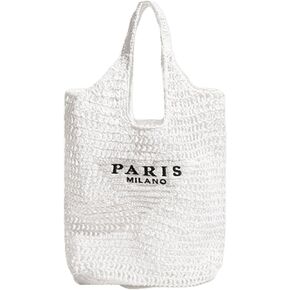 Straw Beach Bag for Women, Woven Tote Bag Hollow Shoulder Bag Large Hobo Bag Handbag Summer Travel Bag