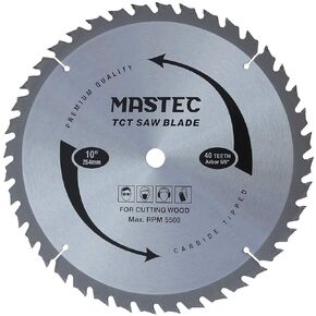 10 Inch Carbide-Tipped Professional Woodworking Saw Blade with 40T ATB Anti Kickback Tooth for Miter Saw and Table Saw and 5/8-Inch Arbor