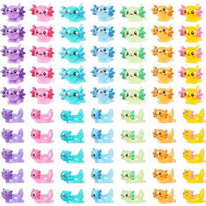70 Pcs Mini Resin Axolotl, Tiny Axolotl Miniature Figures Toy Mini Axolotl Charm Ornament for Fairy Garden Landscape Aquarium Birthday Christmas Party Decoration