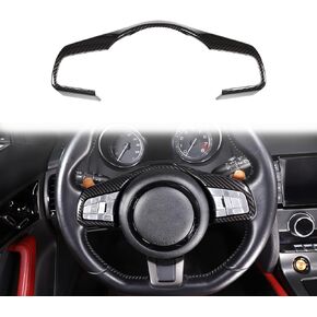 Daeiclru Car Steering Wheel Cover Trim Compatible with Jaguar F-Pace F-Type XF XF XFL 2016-2019, Steering Wheel Decoration Frame Accessories (Carbon Fiber Pattern)