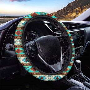 GOSTONG Aztec Ethnic Stripes Steering Wheel Cover Automotive Steering Car Covers Universal 15 Inch Car Accessories Women Girls Gift