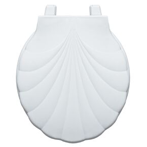 Centoco Lift-Off, Round Toilet Seat, Lift and Clean, Shell Design, Closed Front with Cover, Plastic, Made in the USA, HP30SLC-001, White