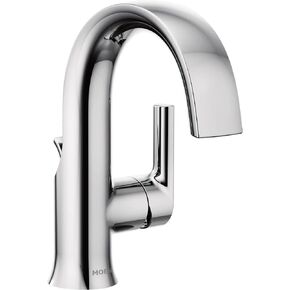 Moen Doux Brushed Nickel One-Handle High Arc Laminar Stream Bathroom Faucet, Modern Bathroom Sink Faucet, S6910BN