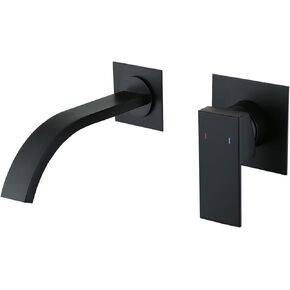 Wall Mount Faucet for Sink Matte Black Bathroom Faucet with Single Handle and Rough-in Valve
