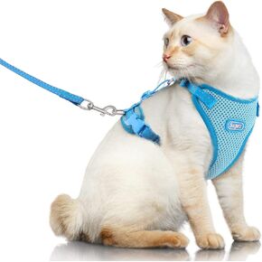 مجموعة حزام ومقود للقطط من Supet للقطط الصغيرة والكبيرة، حزام صدرية للقطط قابل للتعديل مع حافة عاكسة، مقود للقطط العالمية وتسخير للقطط/الجراء للمشي في الهواء الطلق in Kuwait