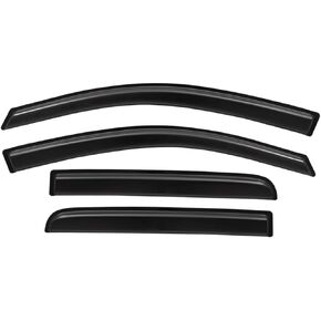 Lightronic WV94858 Outside-Mount Side Window Visors Deflectors Vent Rain Guards, Dark Smoke, 4-Pieces Set, Fits 2004-2015 Nissan Titan Crew Cab Pickup