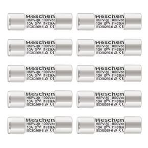 Solar DC1000V PV Fuse, Photovoltaic Fuses, gPV Type Fuse Link, HSPV-30, 10 * 38mm, 10A 1000VDC, I1 33kA, for Solar PV System Protection, 10PCS