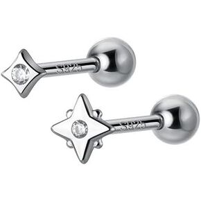 Kokoma 20g Tiny Star Sterling Silver Cartilage Stud Earrings for Women Girls Cubic Zirconia Helix Conch Tragus Earrings Piercing Studs Screw Back Dainty Ear Jewelry