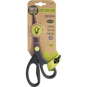 Onyx and Green Scissors, 6.75 inch, Round Tip, Handles made from Corn Plastic, Environmental friendly, Versatile, Cute gifts, Reliable Eco-conscious