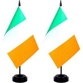 أيرلندا الأيرلندية العلم الأيرلندي الجدول العلم الصغيرة أيرلندا مكتب أعلام مكتب مع قاعدة الوقوف، سانت. ديكورات المكاتب المنزلية ومناسبات مهرجان عيد القديس باتريك (عبوة من قطعتين) in Kuwait