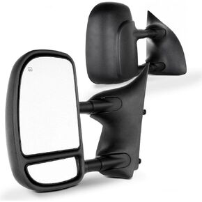 SCITOO Tow Mirrors Compatible with for 1999-2007 For Ford For F250/F350/F450/F550 Super Duty Pickup Truck Mirrors Power Adjusted Heated No Turn Signal Black with Conversion plug Towing Mirrors LH RH