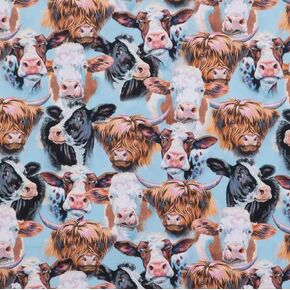 Cow Portrait Cotton Calico Fabric - Holstein, Hereford, Highland Cattle Precut Fabric by The Yard - One Yard